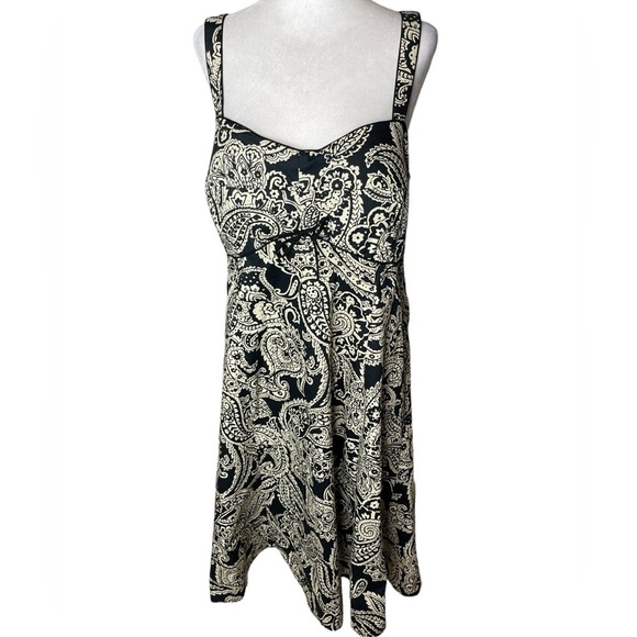 Vintage Y2K R&K Originals Cocktail Dress plus size 16 Paisley black and cream - Picture 1 of 14